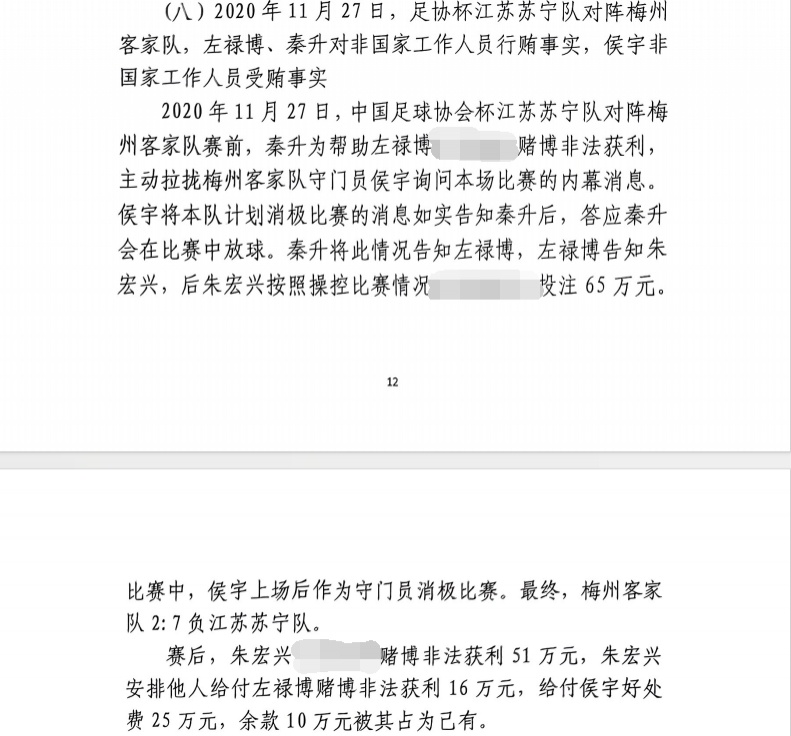 網(wǎng)傳判決書：足協(xié)杯梅州2-7江蘇，梅州門將侯宇收25萬(wàn)消極比賽