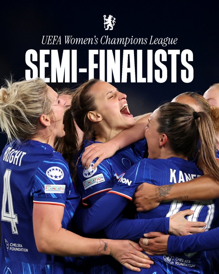 女足歐冠：切爾西3-0曼城&總比分3-2逆轉晉級四強，將對陣巴薩