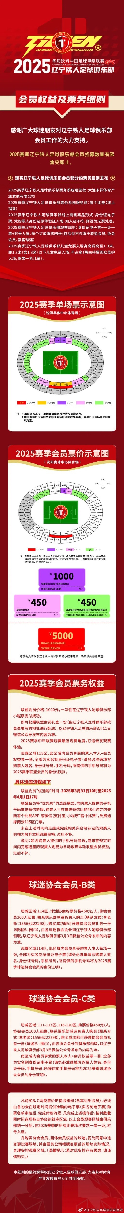 2025賽季遼寧鐵人會員權(quán)益及票務(wù)細(xì)則