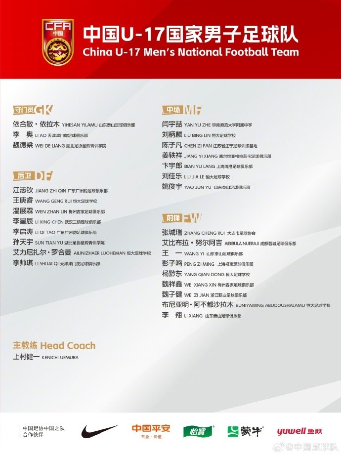 北青體育：U17國(guó)足落選球員彭子鳴、李星辰、陳子凡仍留隊(duì)合練